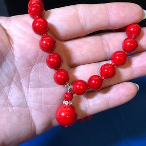 Lovely Red Coral South Sea Gemstone Necklace.